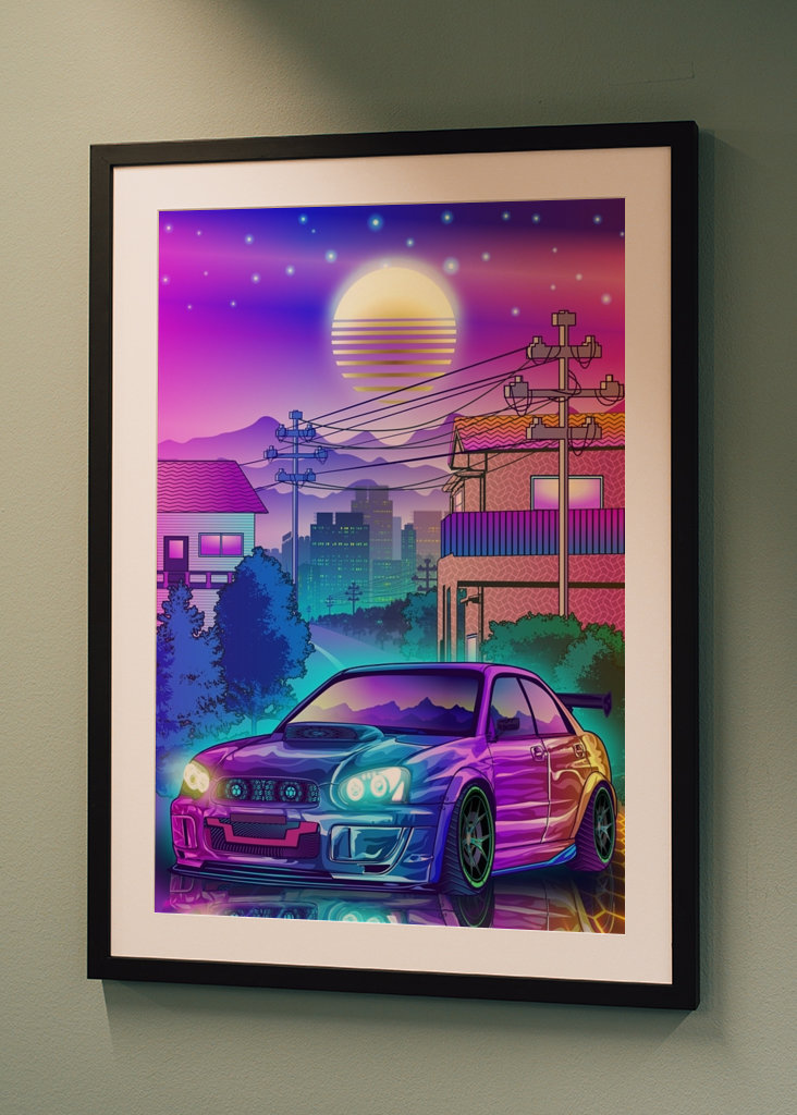 Subaru WRX Synthwave Japanese