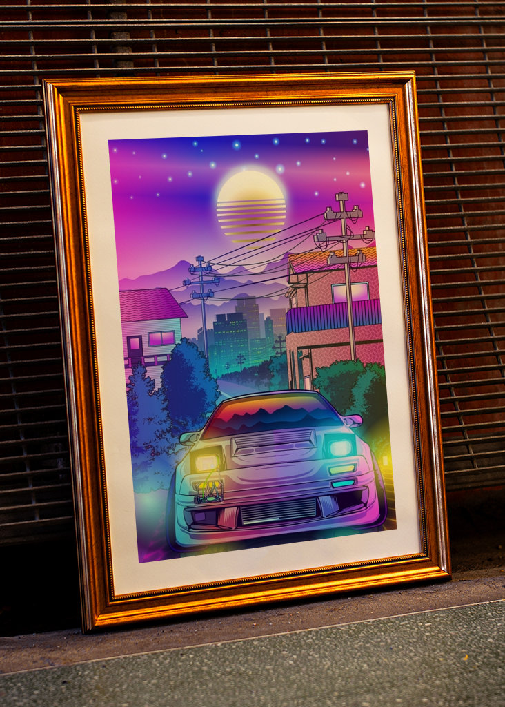 Mazda RX7 Synthwave City Japan