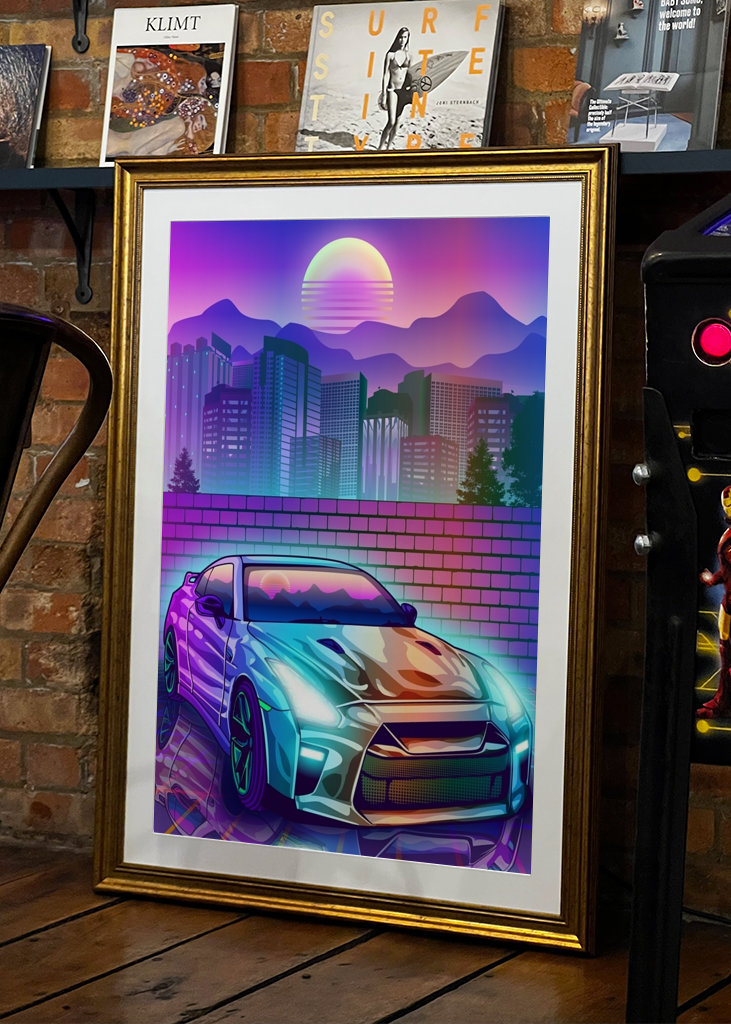 Skyline Gtr R35 Synthwave city