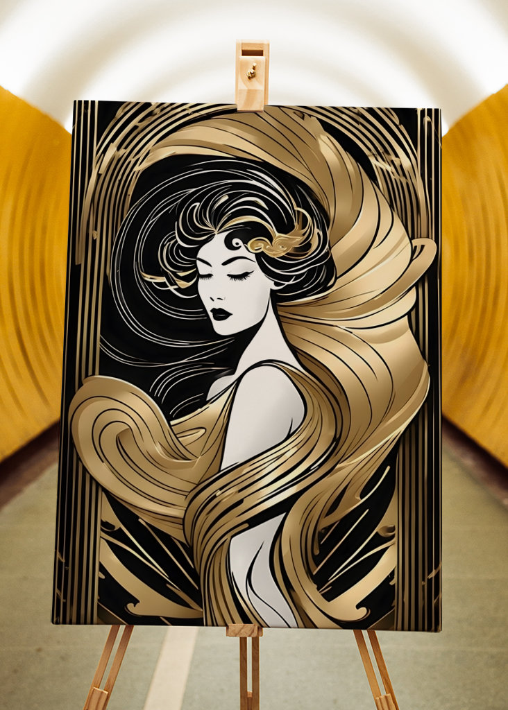 Essence de vent Art Déco en Noir