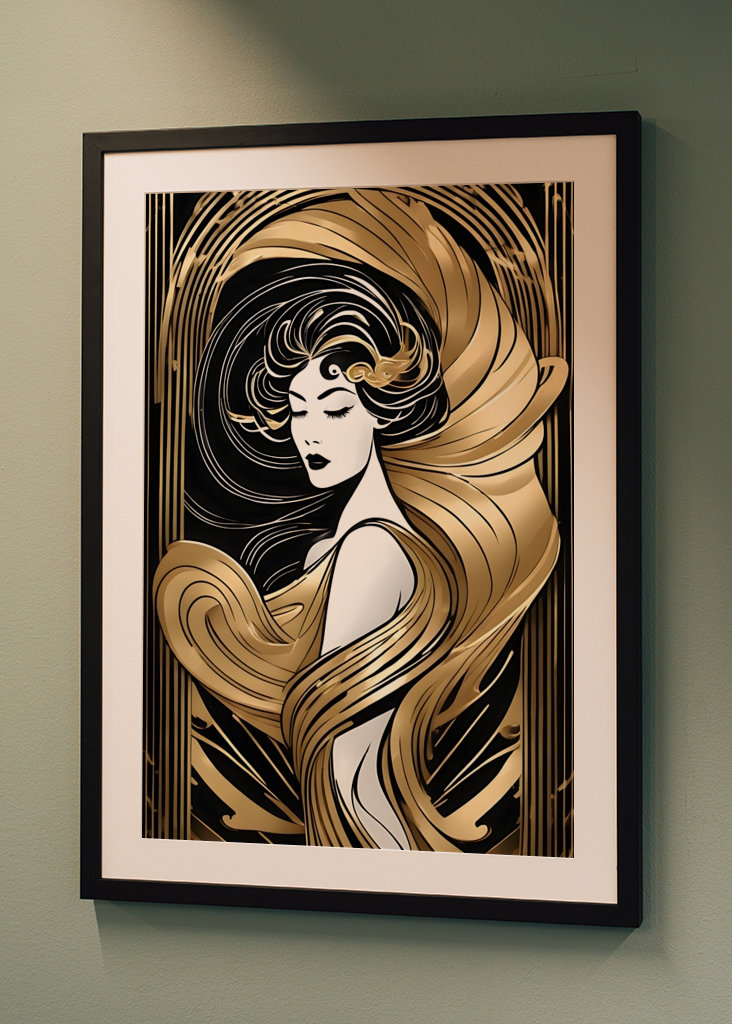 Essence de vent Art Déco en Noir