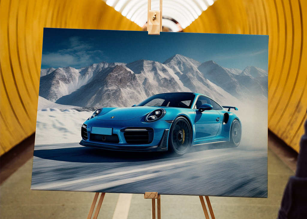 Porsche 911 Blue on Ice Track