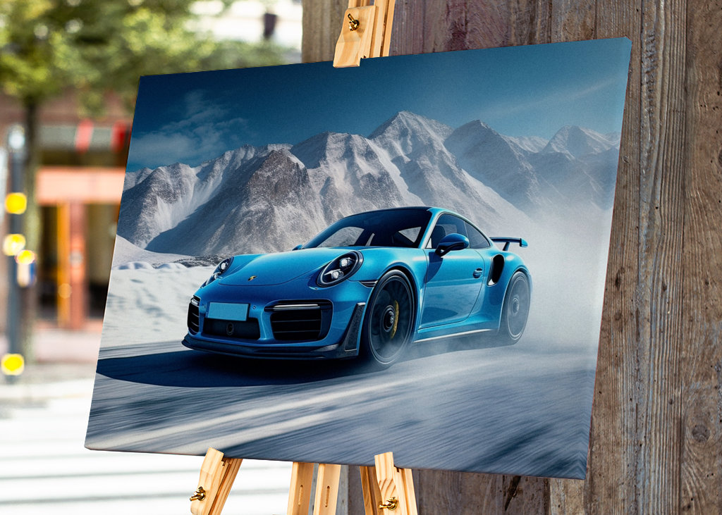 Porsche 911 Blue on Ice Track