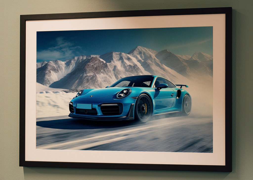 Porsche 911 Blue on Ice Track