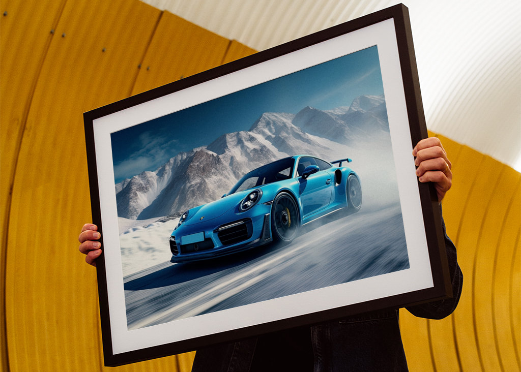 Porsche 911 Blue on Ice Track