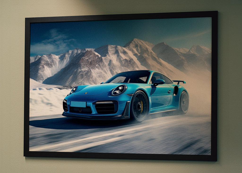 Porsche 911 Blue on Ice Track