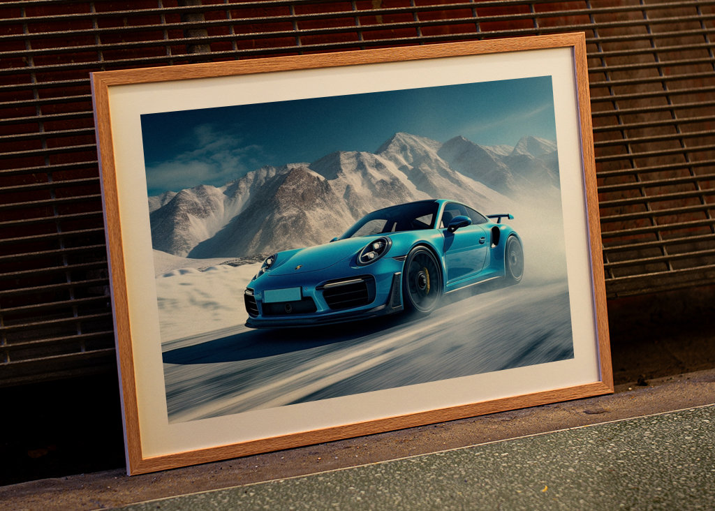 Porsche 911 Blue on Ice Track