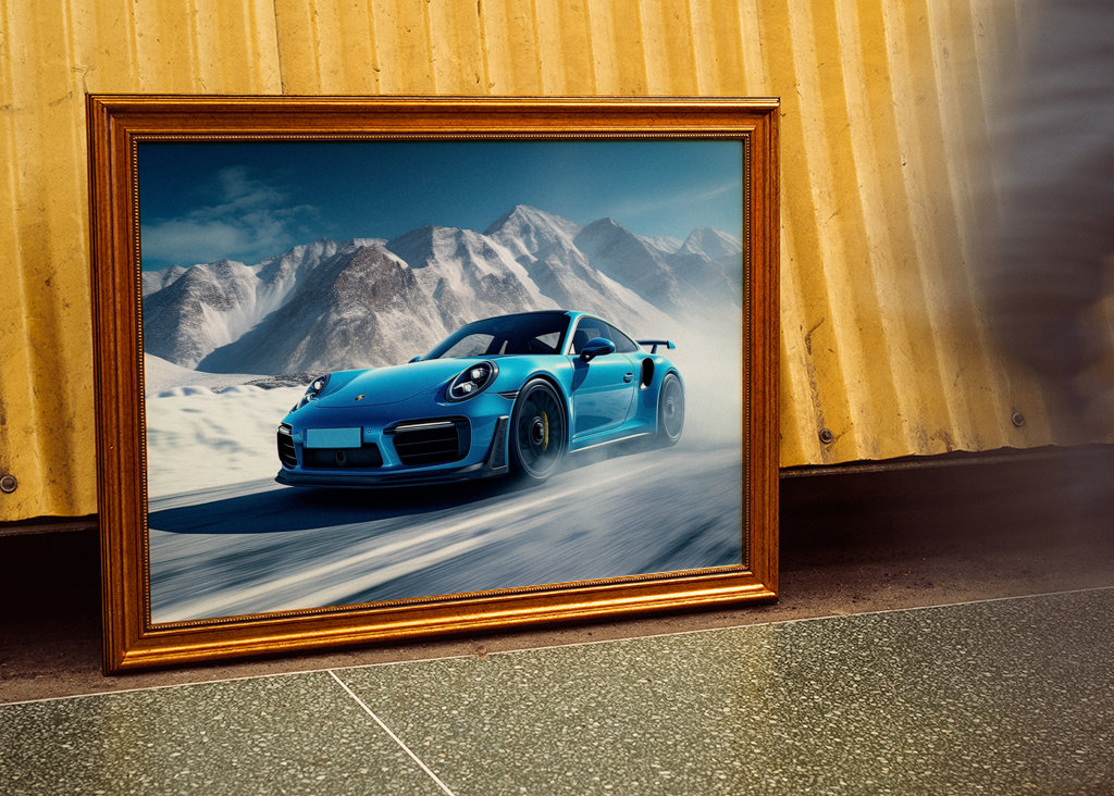 Porsche 911 Blue on Ice Track