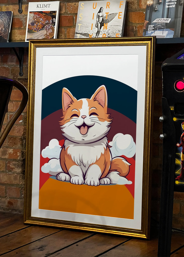 Cat, retro, vintage, Sticker