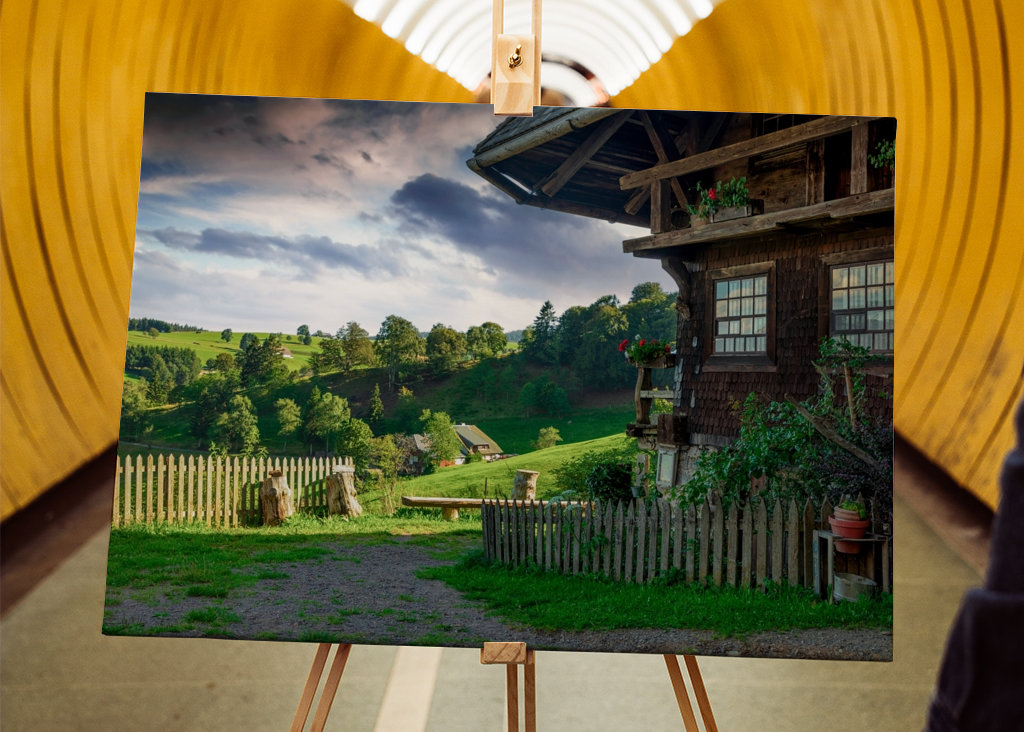 Landschaft mit Bauernhof