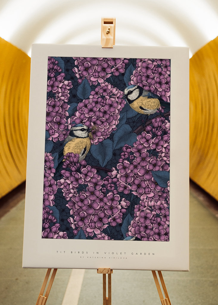 Sýkora Ptáci ve fialové zahradě