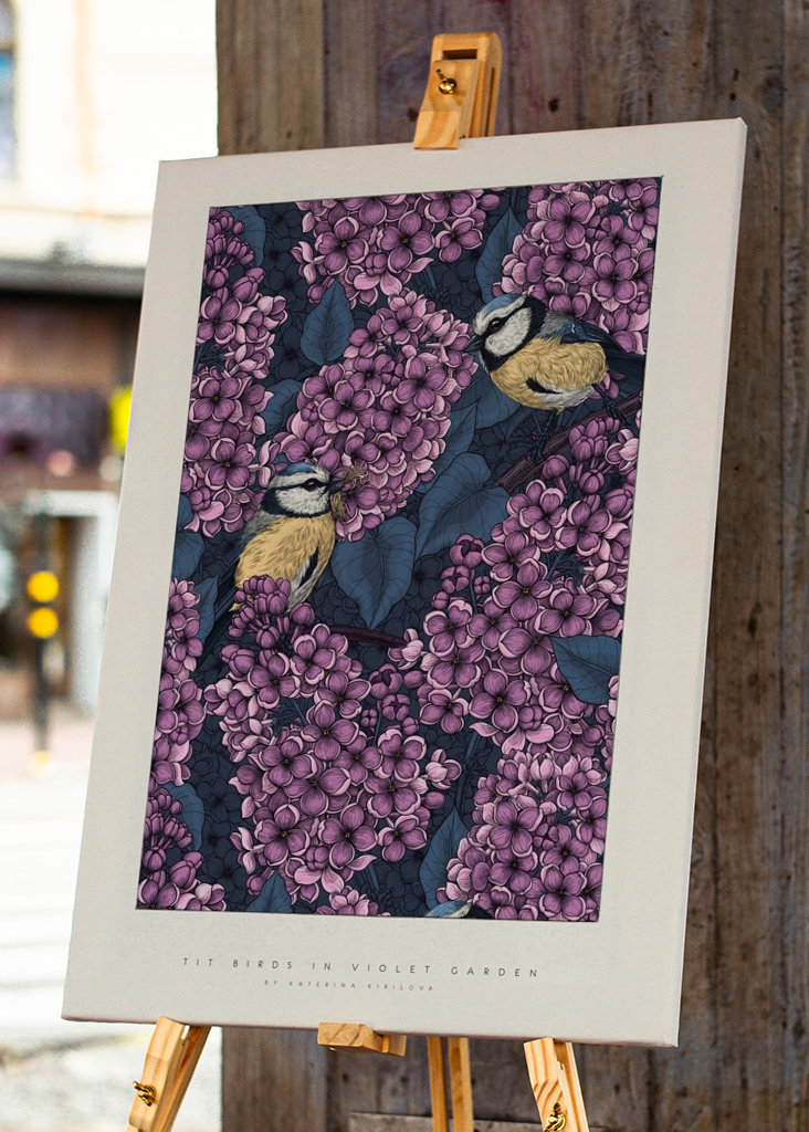 Sýkora Ptáci ve fialové zahradě