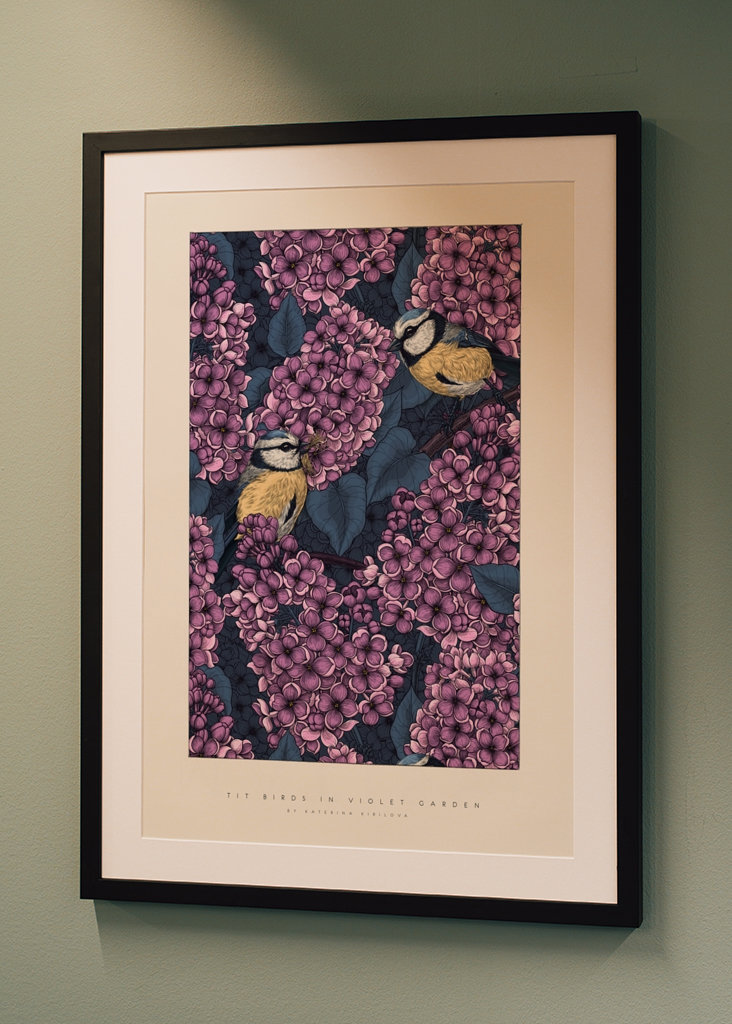 Sýkora Ptáci ve fialové zahradě