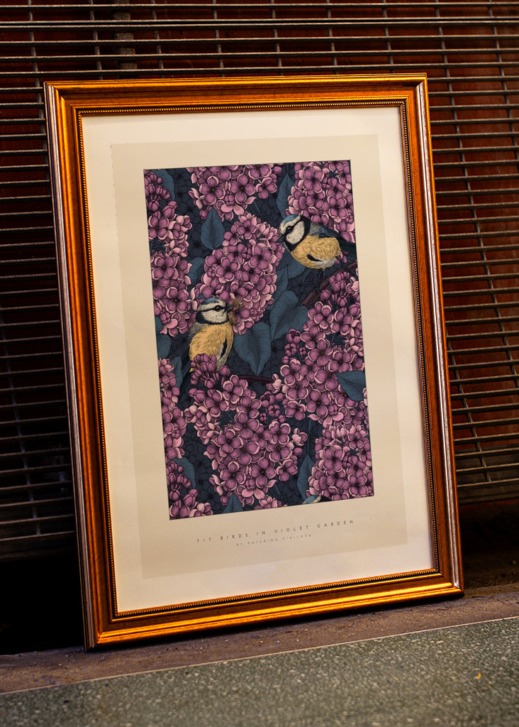 Sýkora Ptáci ve fialové zahradě