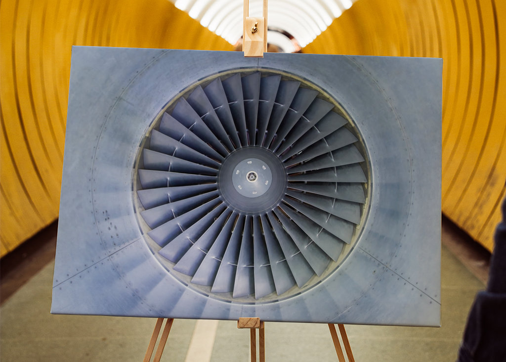 Airplane jet engine front view