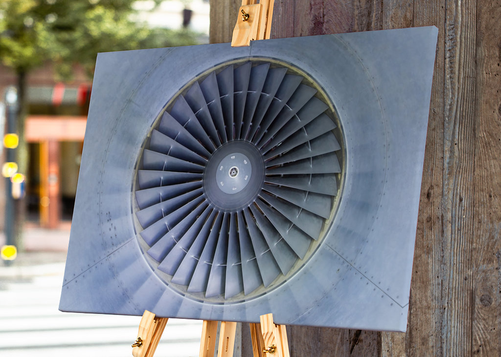 Airplane jet engine front view