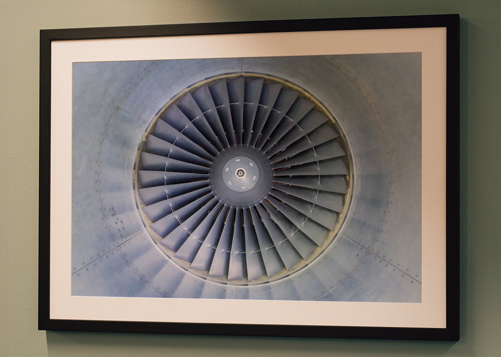 Airplane jet engine front view