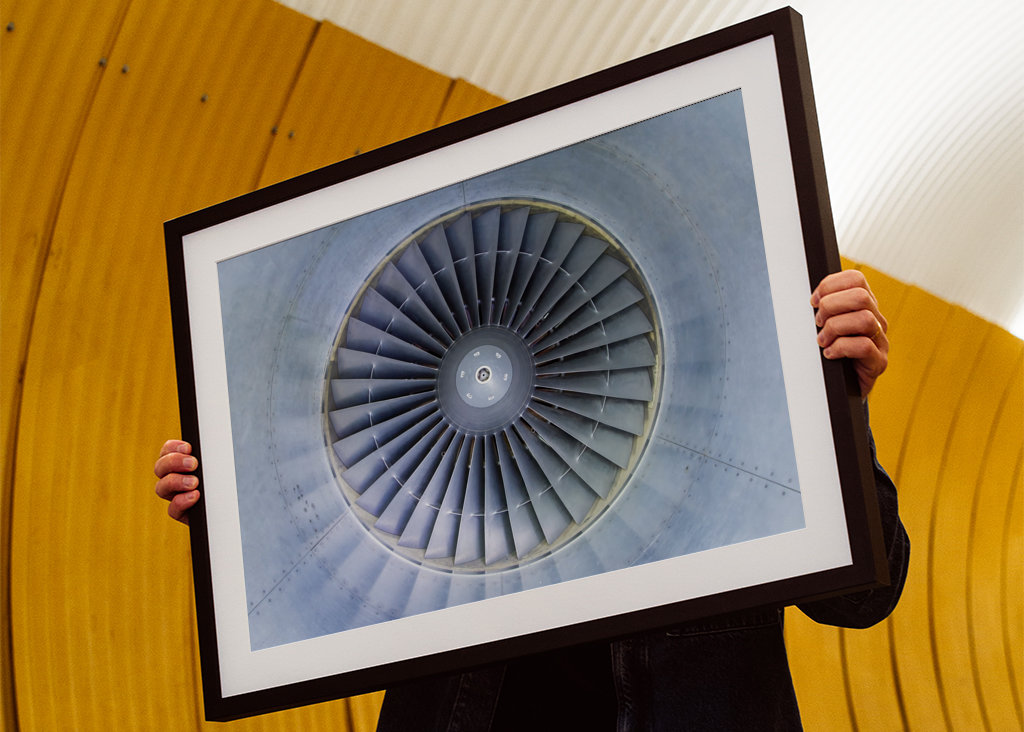 Airplane jet engine front view