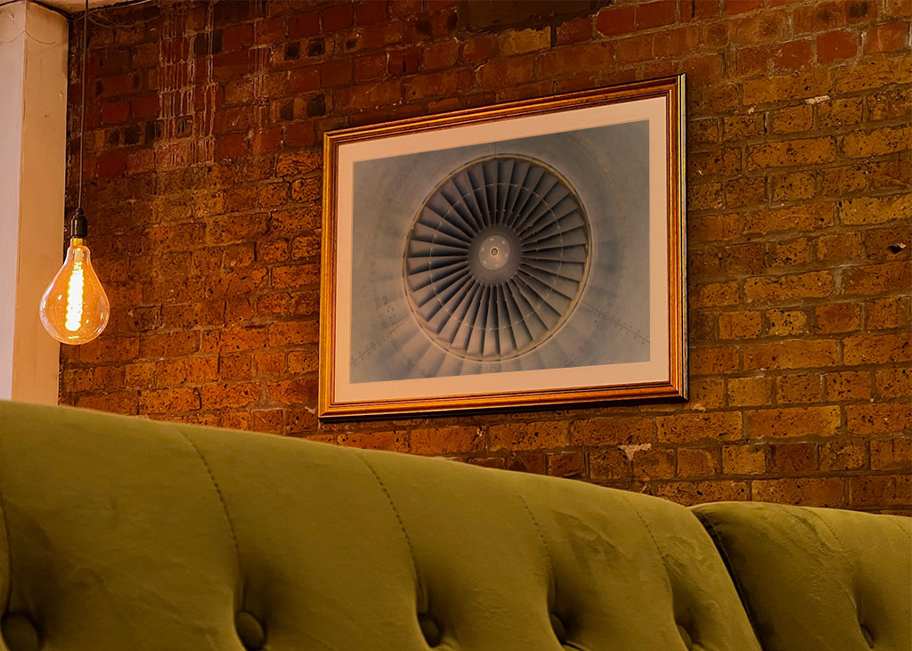 Airplane jet engine front view