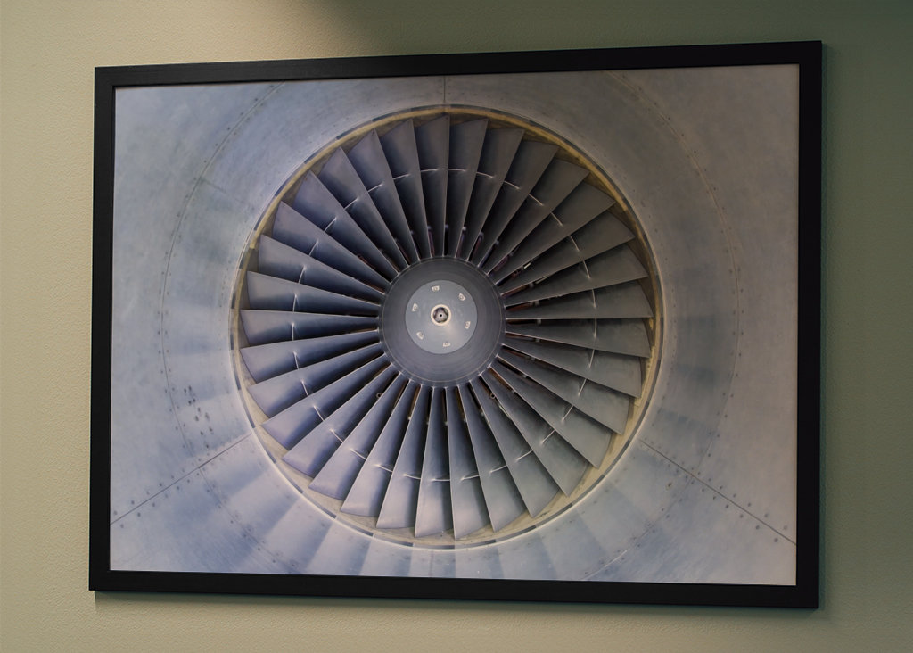 Airplane jet engine front view