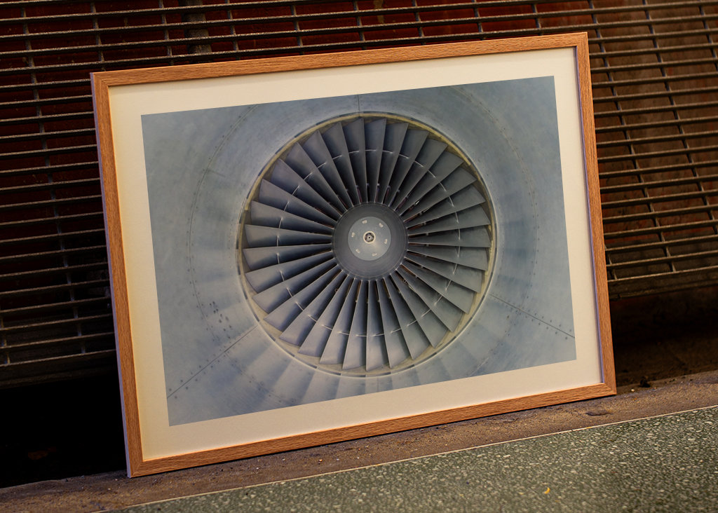 Airplane jet engine front view