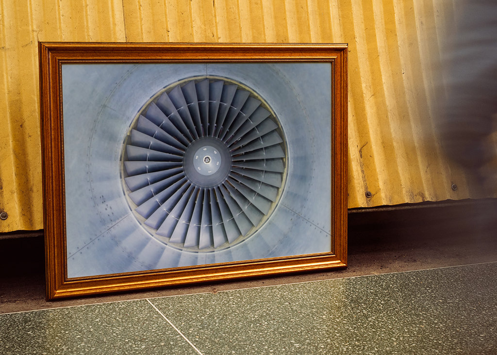 Airplane jet engine front view
