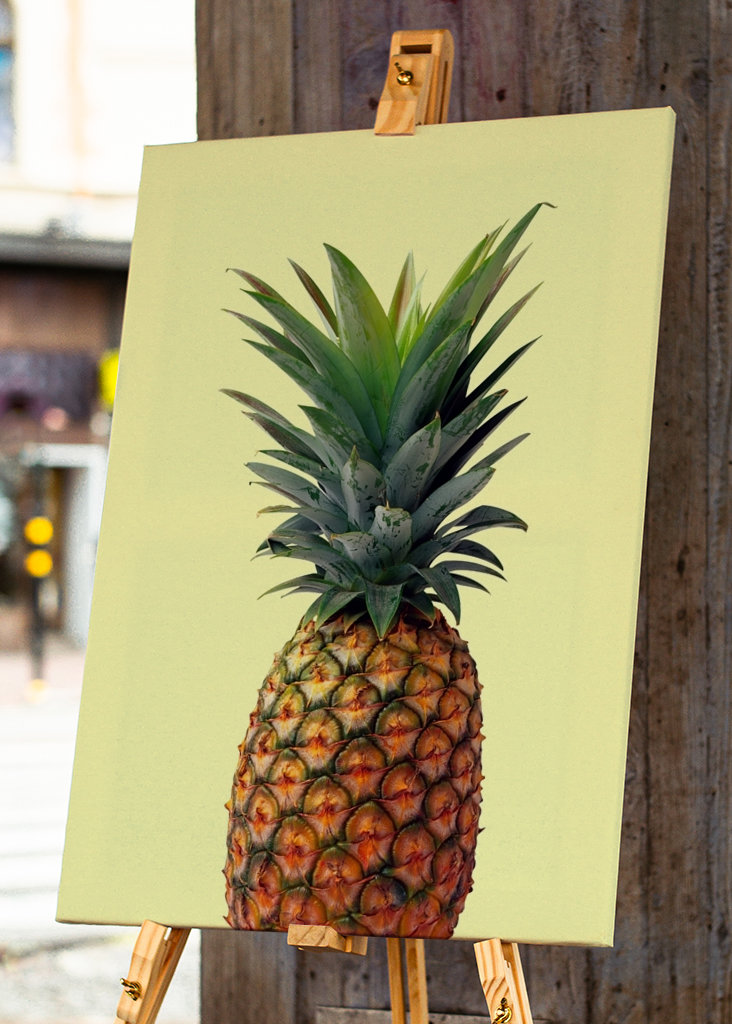 pineapple in yellow pop art