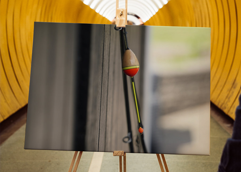 Angel an einer Fischerhütte