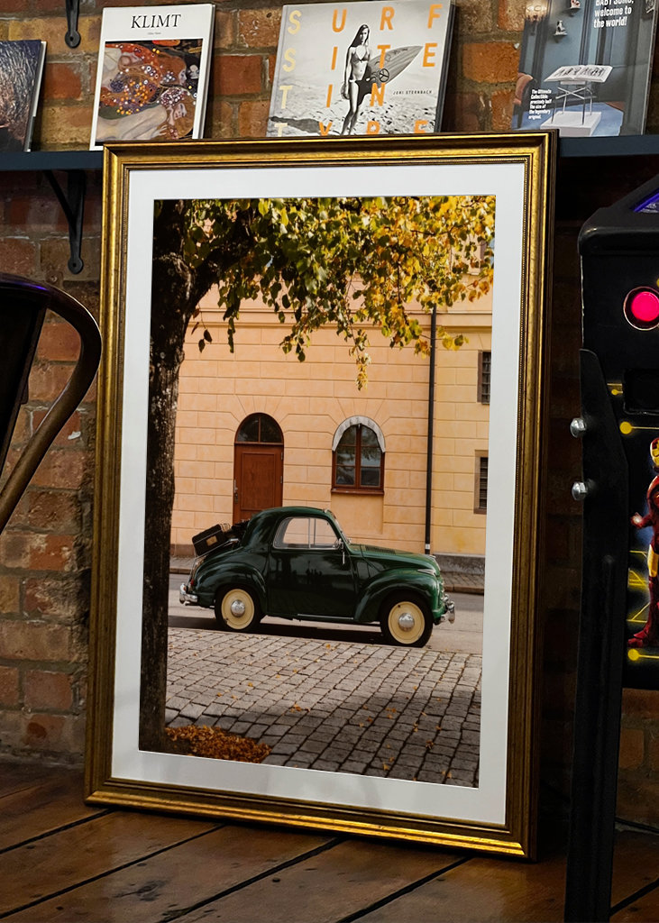 Grüner Oldtimer in Stockholm