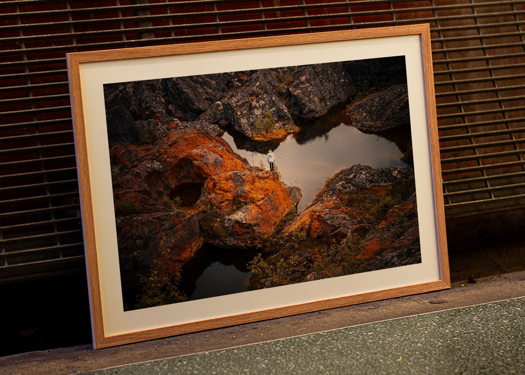 Large rocks and a small human