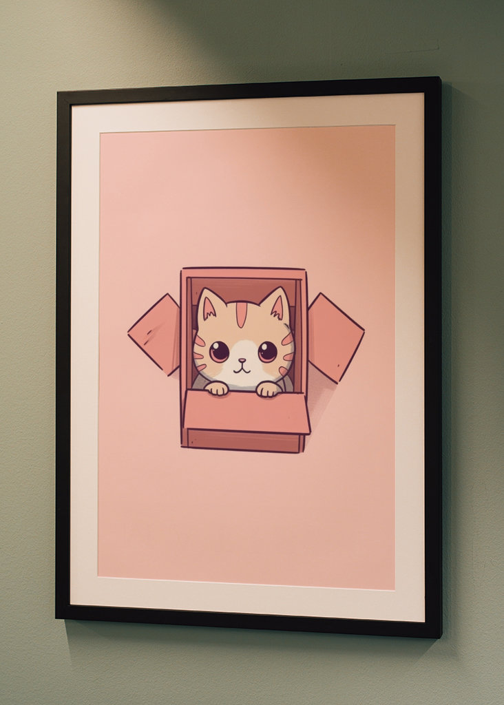 Rolig katt i kartong