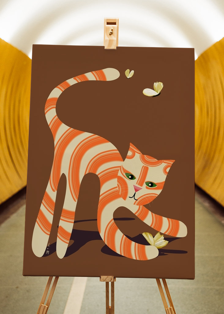 Cat catches butterflies