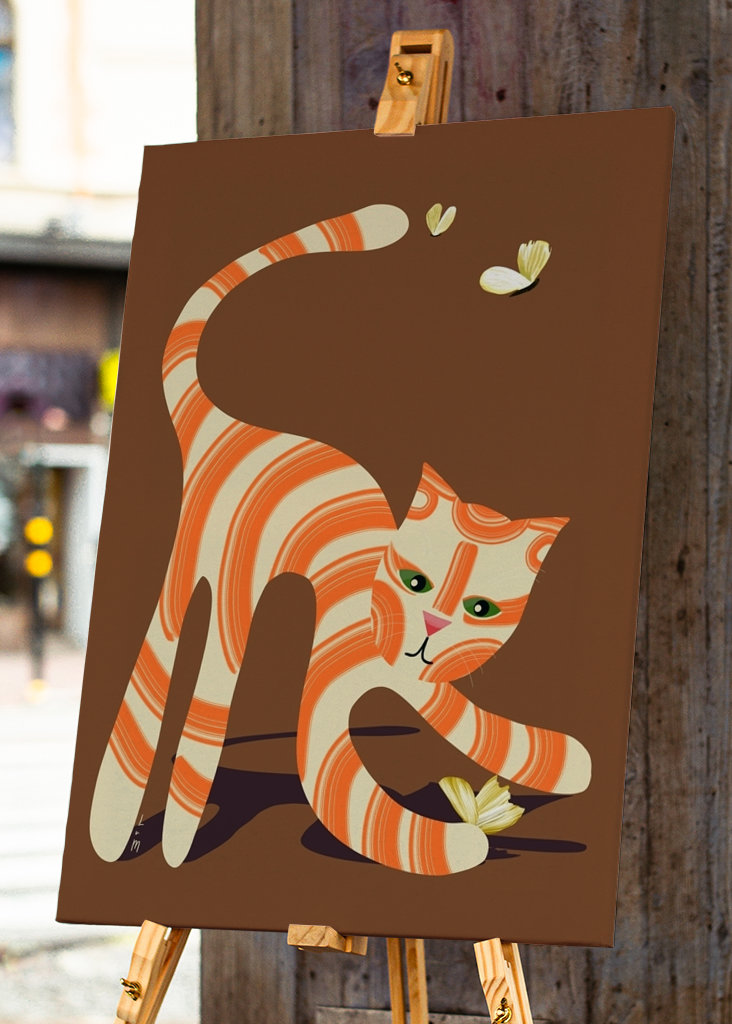 Cat catches butterflies