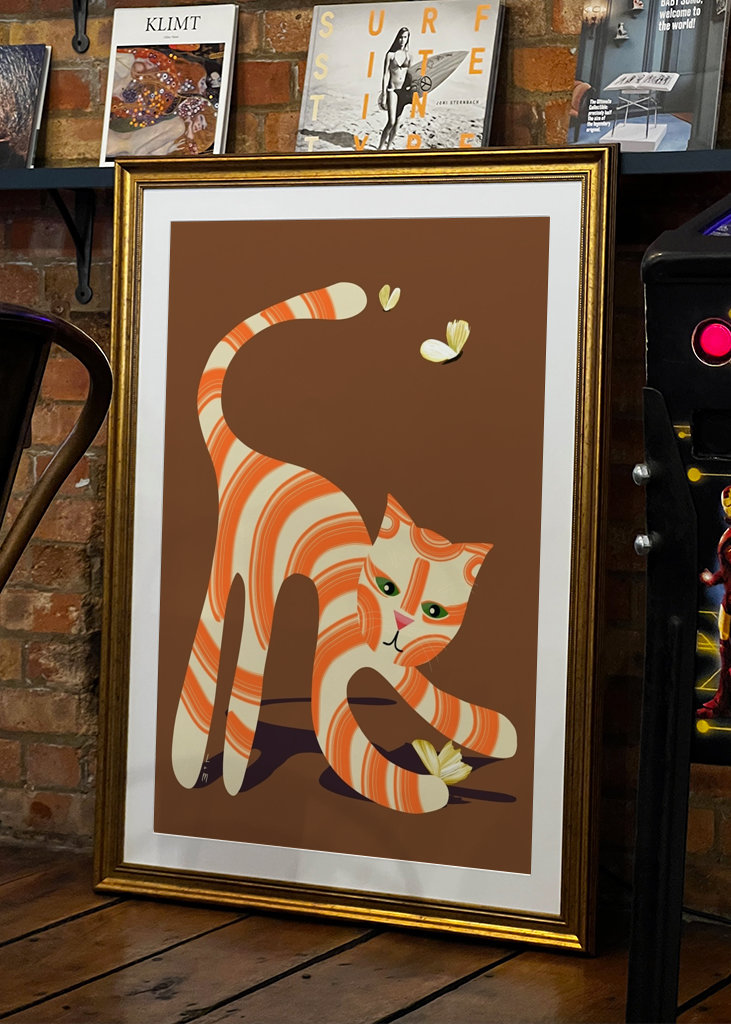 Cat catches butterflies