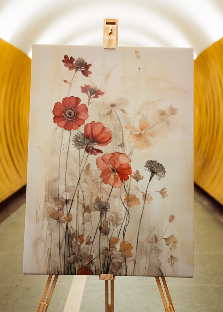 Herbarium med blomster og blomster