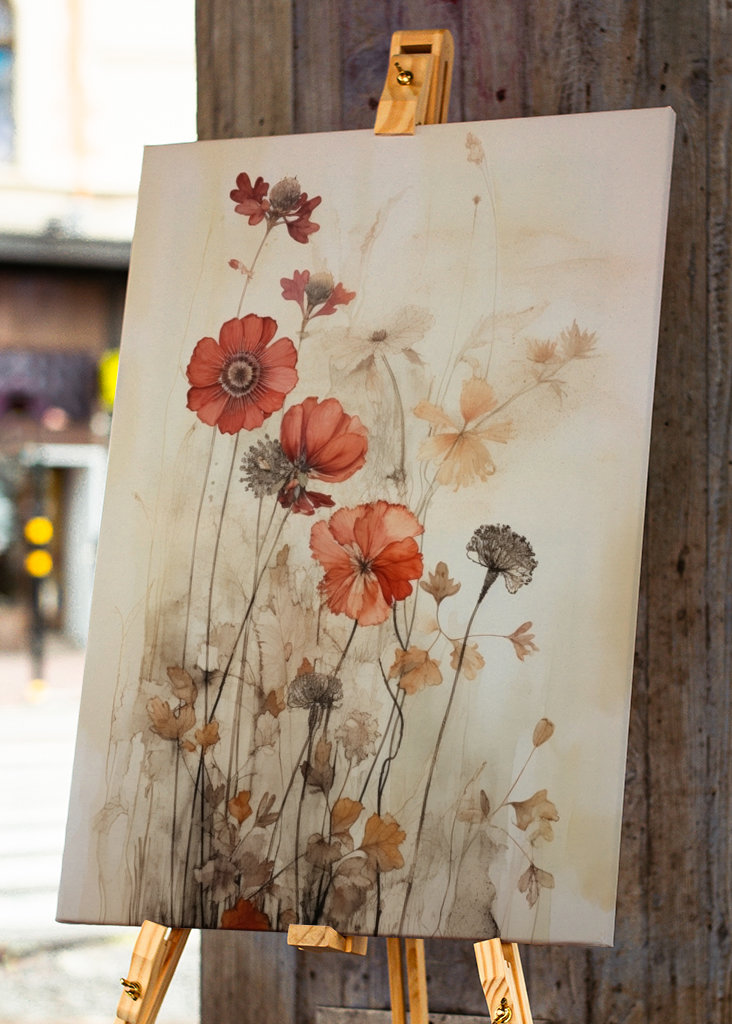 Herbarium med blomster og blomster