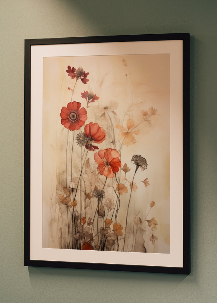 Herbarium med blomster og blomster