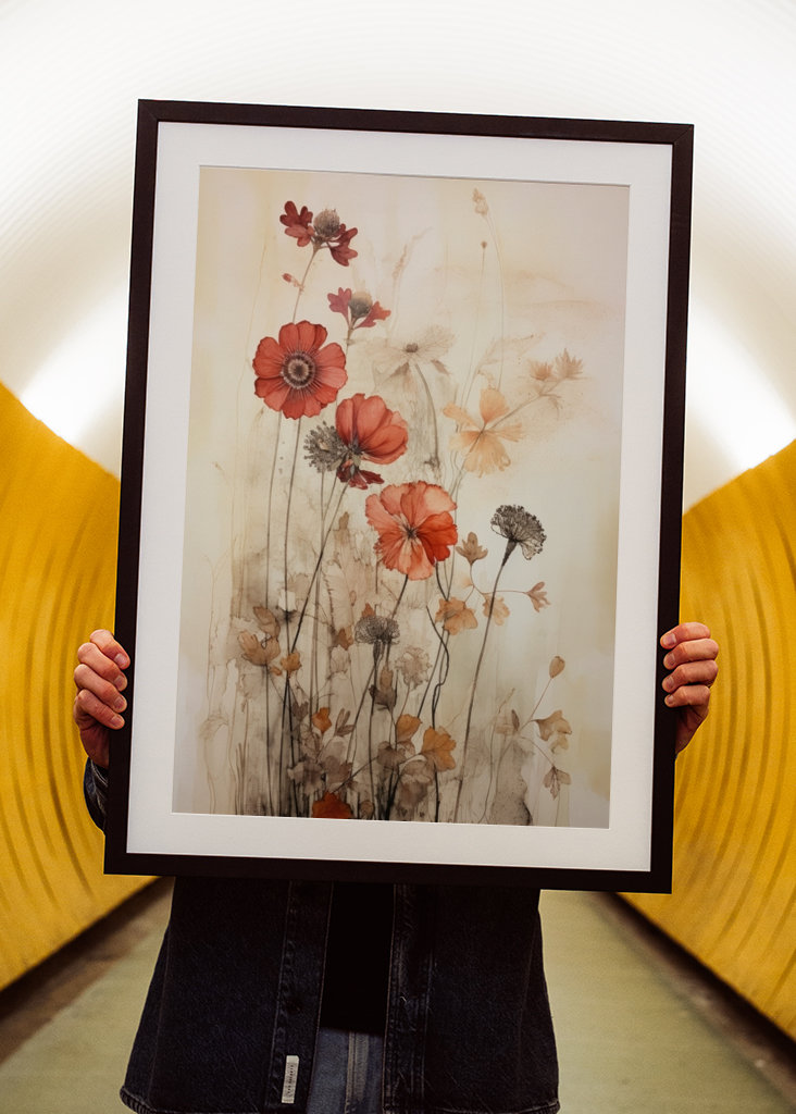 Herbarium med blomster og blomster