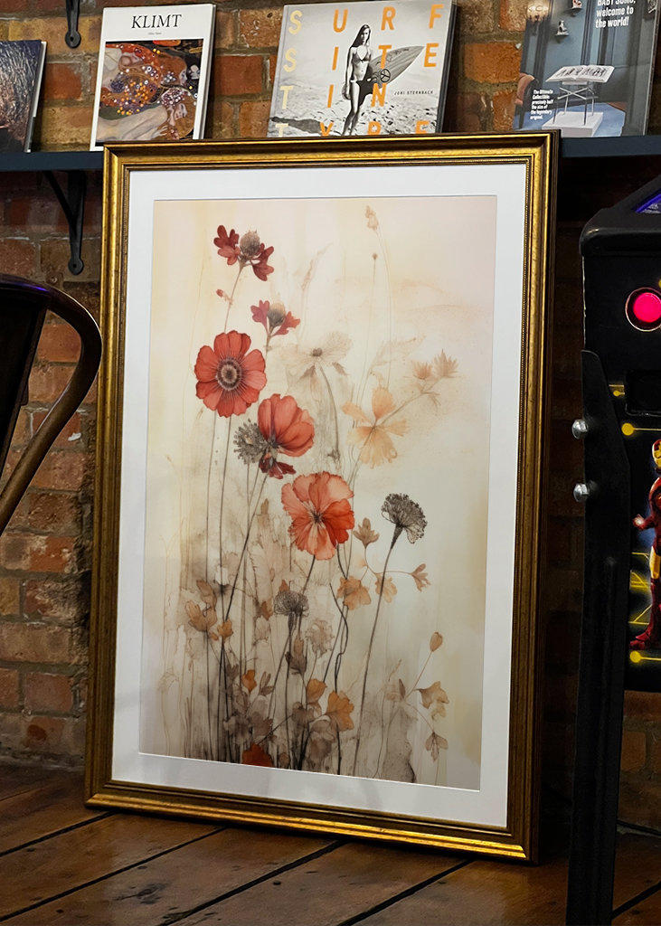 Herbarium med blomster og blomster