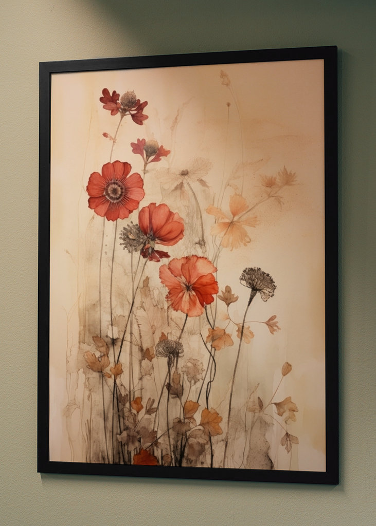 Herbarium med blomster og blomster