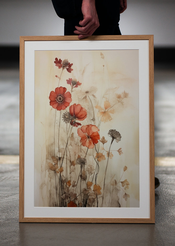 Herbarium med blomster og blomster