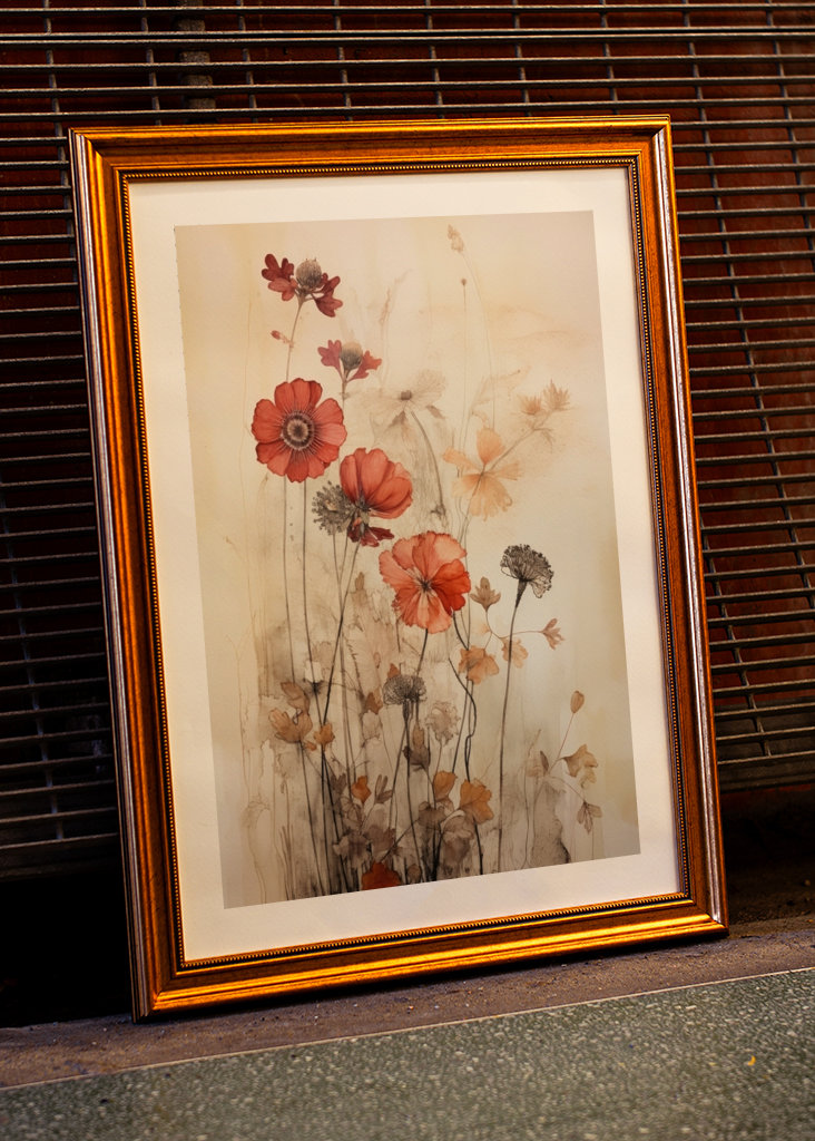 Herbarium med blomster og blomster