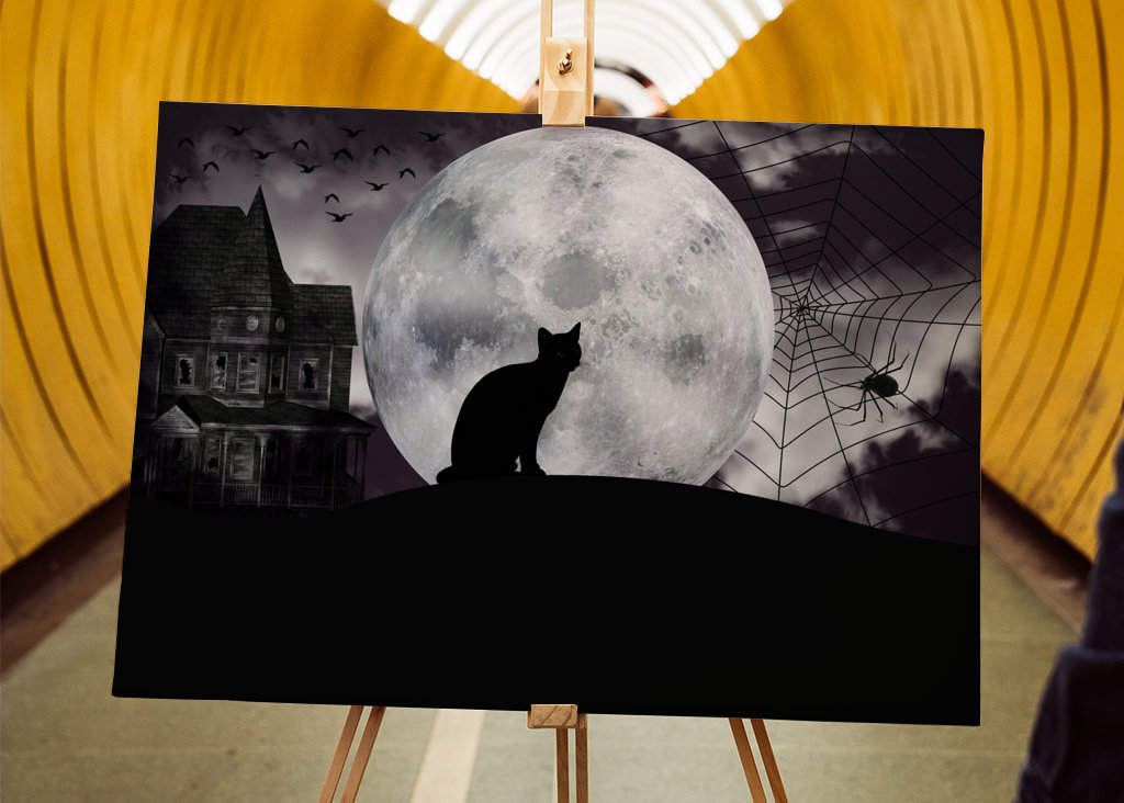 Silueta halloweenské kočky