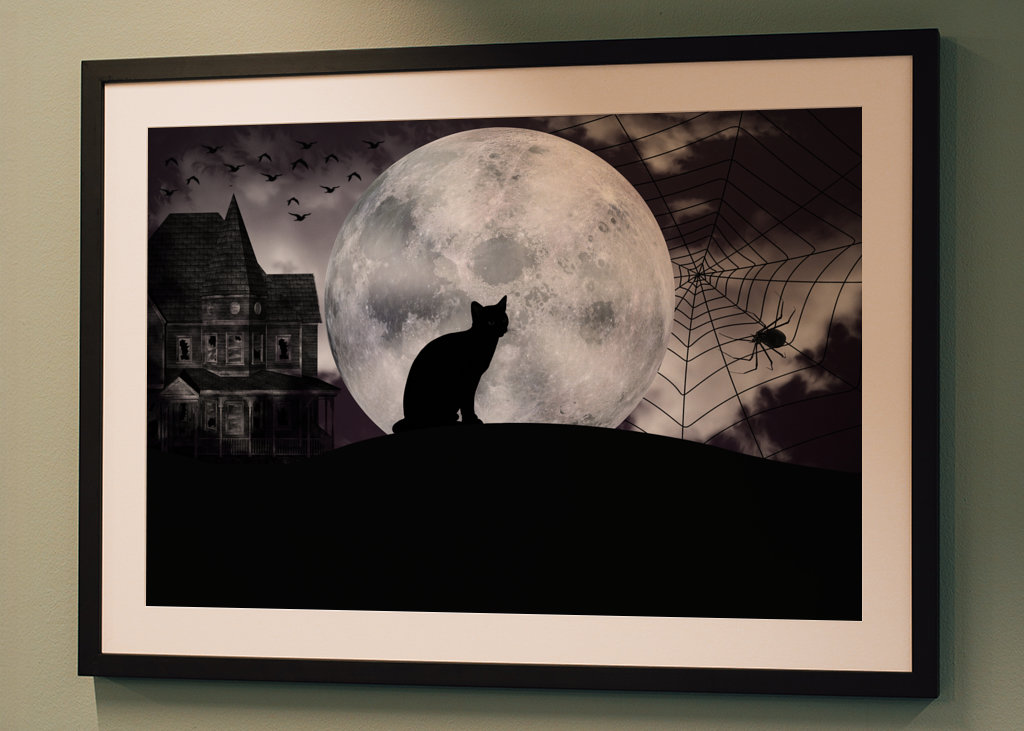 Silueta halloweenské kočky