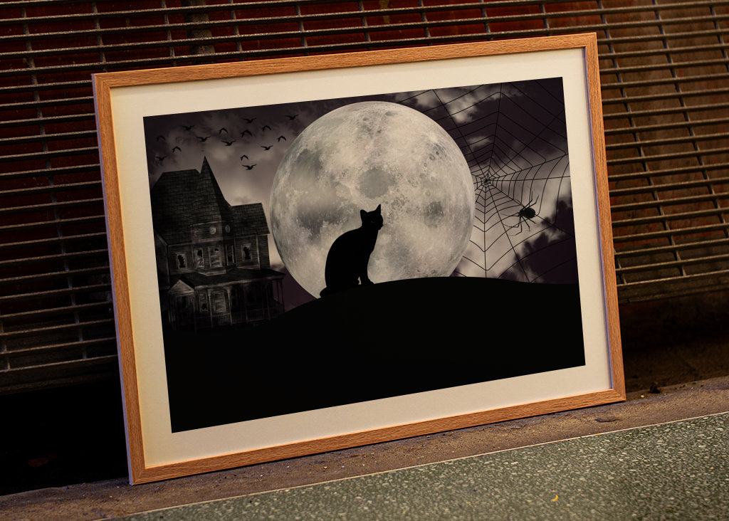 Silueta halloweenské kočky