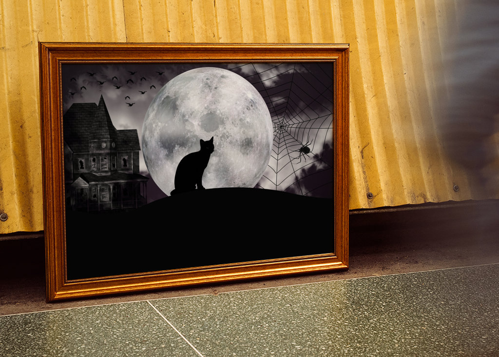 Silueta halloweenské kočky