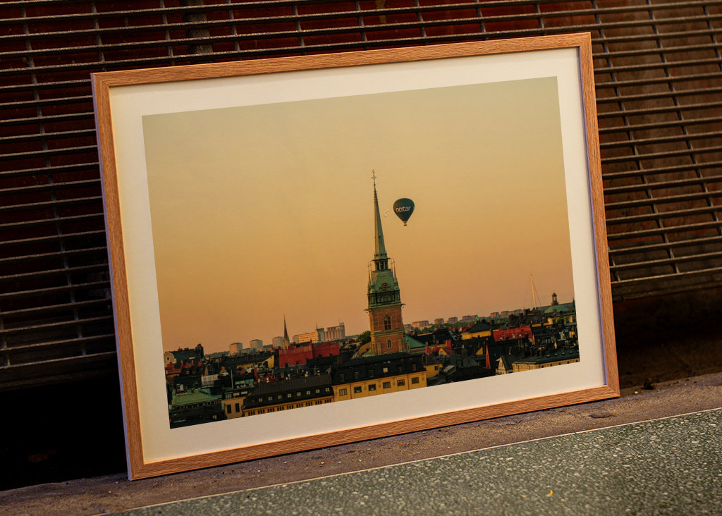 Balloon flying over Stockholm