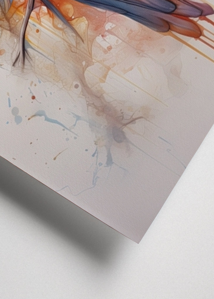 The blue bird flaps its wings