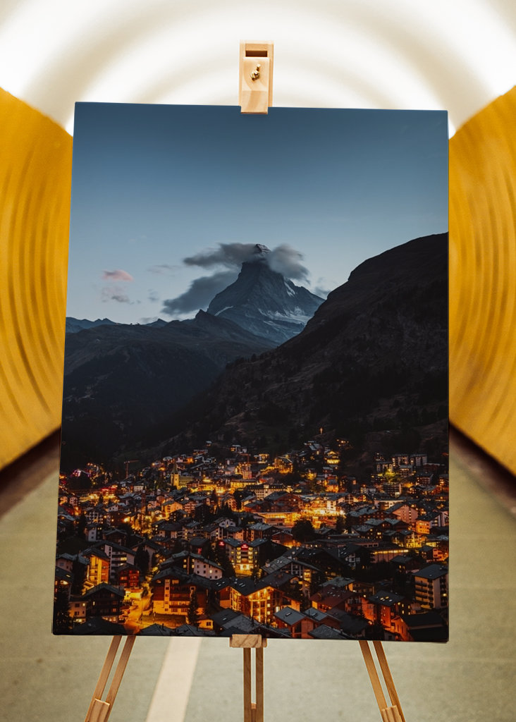 Zermatt s Matterhornem v noci