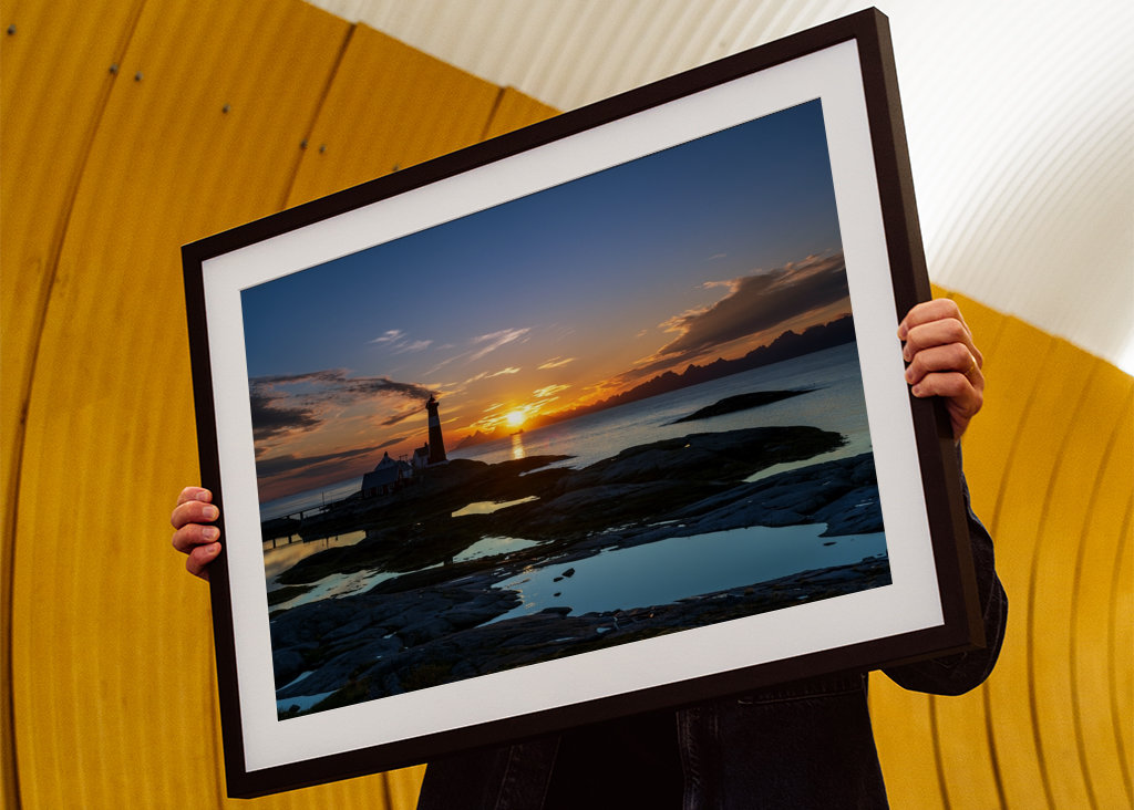 Leuchtturm von Tranöy bei Sonnenuntergang